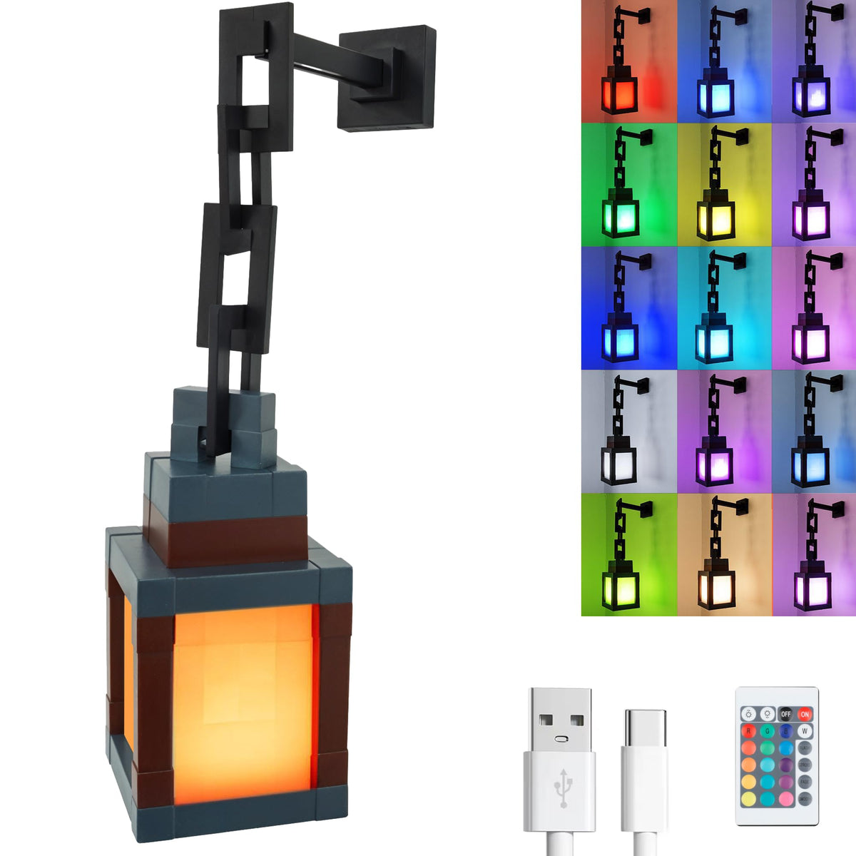 HomeLuvo Pixelated Lantern Night Light on table with warm ambient glow for reading
