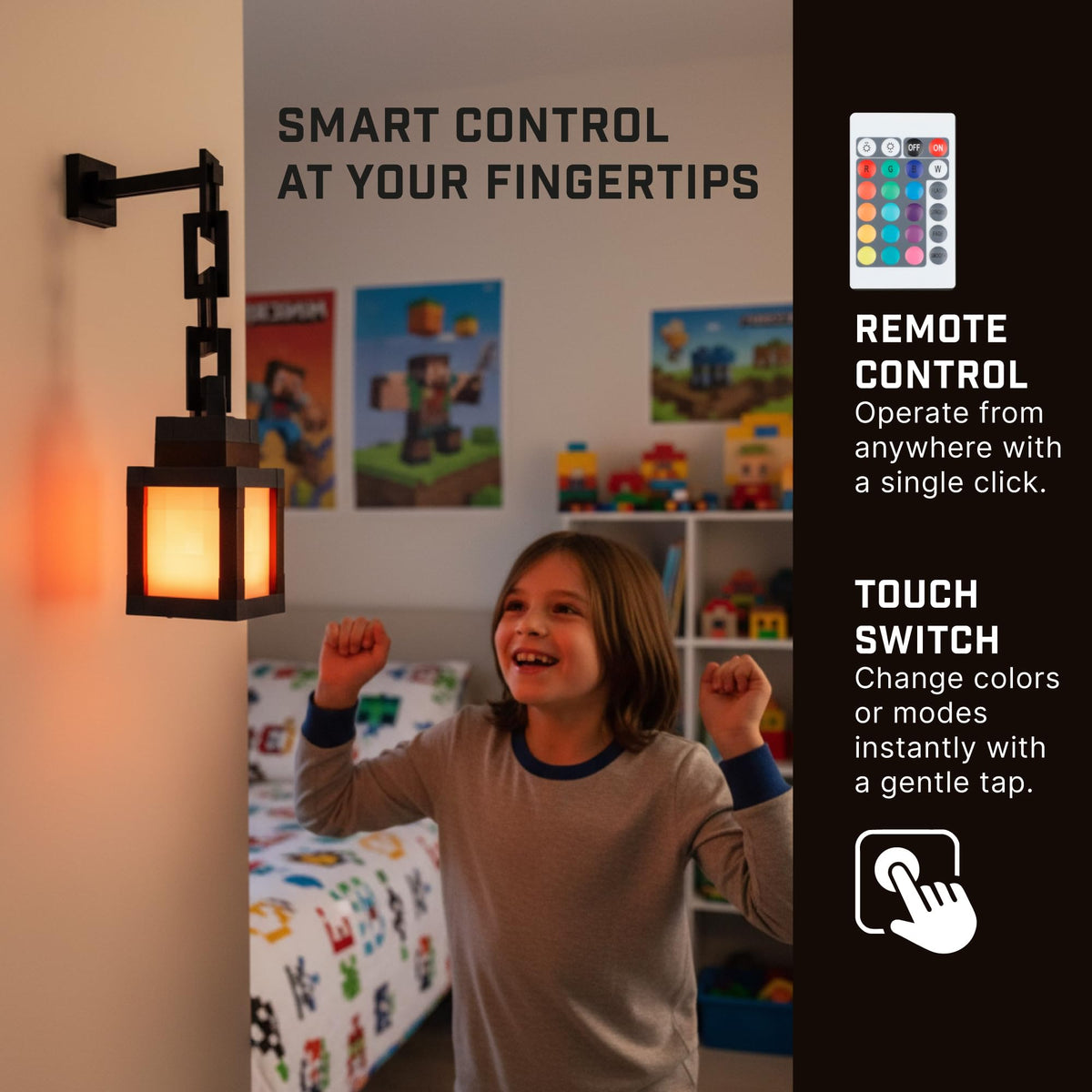 HomeLuvo Pixelated Lantern remote control enables easy color and brightness changes