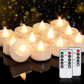 Homemory 24pcs flameless tea lights with remote control for easy ambiance.