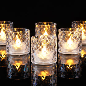 Homemory 2x2 acrylic votive holder with clear base for elegant centerpieces.