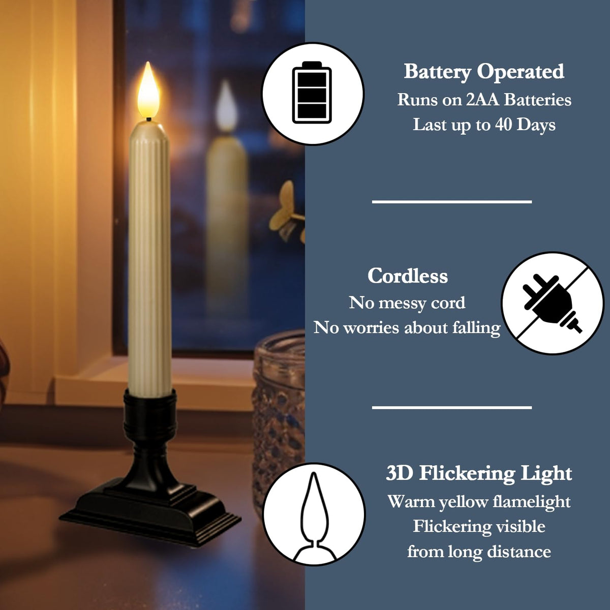 3D LED flame on Homemory candle creates lifelike flicker