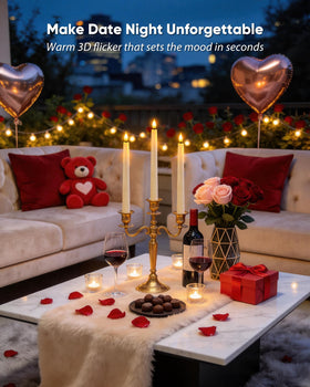 Homemory 9.6 inch tall taper candles with timer and multiple modes.