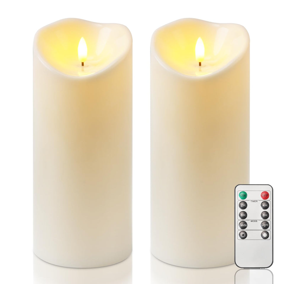 Homemory 4x9 outdoor flameless candle with remote offers easy, timer-controlled ambience.