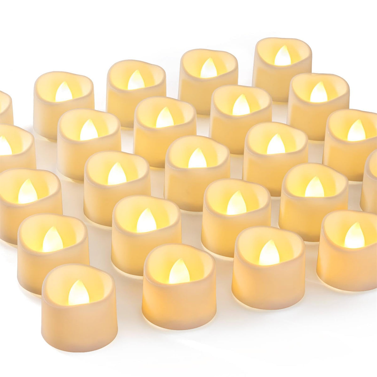 Homemory 72-pack tea lights provide a warm white glow for elegant centerpieces.