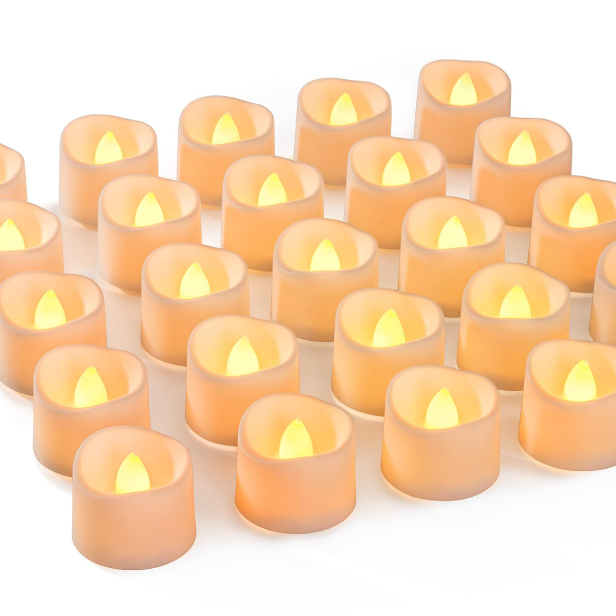 Homemory 72-pack tea lights with warm amber glow for elegant centerpieces