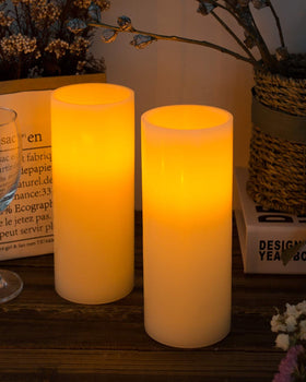 Homemory 9x3 inch pillar candles add height and warmth to any table setting.