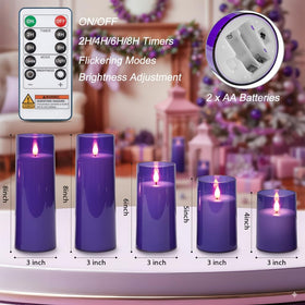 Homemory purple acrylic-shell candles showcasing a realistic glow