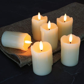 Homemory battery-operated candle with included coin battery for longer glow.