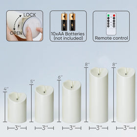 Homemory set of five battery-powered candles with long-lasting glow.