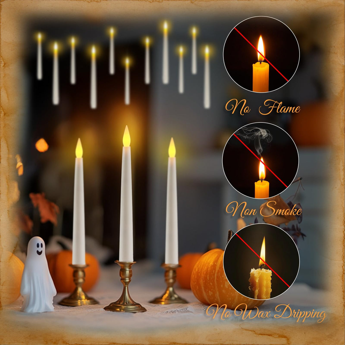 Homemory battery-powered decor provides flameless, safe ambiance for indoors or outdoors.