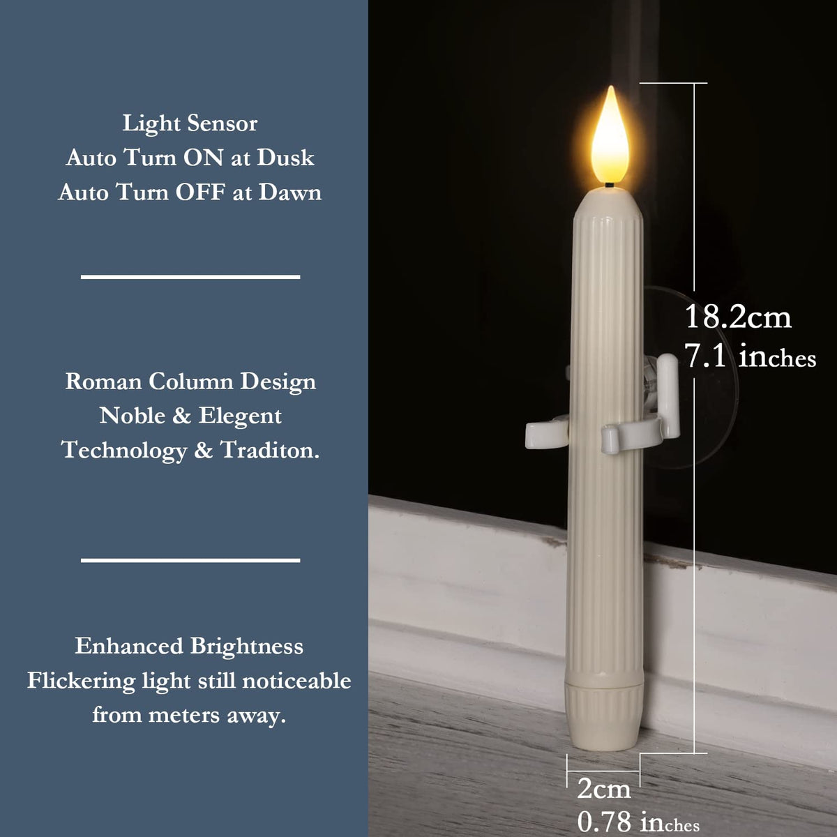 Homemory flameless window candle powered by batteries for safe use