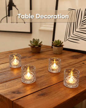 Homemory brighter soft white LED votive creates a warm, gentle glow.