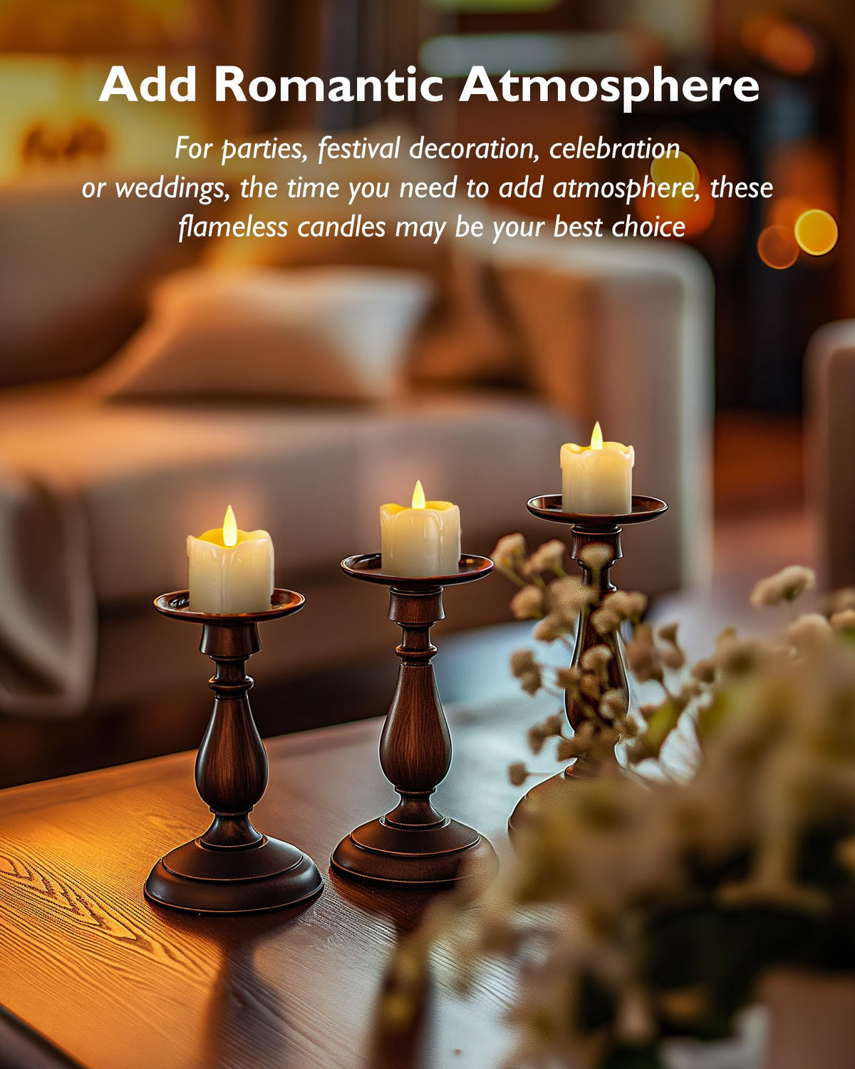 Homemory CR2450 battery included delivers 300+ hours of light per candle.