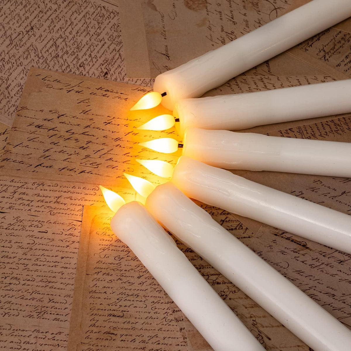 Homemory dripless wax taper candle on window display
