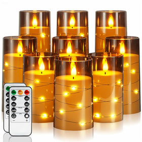Homemory flameless candle with embedded star lights for cozy ambiance