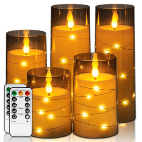 Homemory flameless candles with star-string lights create cozy ambiance for weddings and Halloween