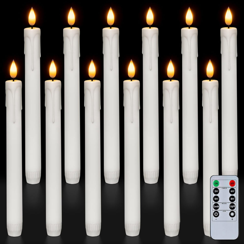 Homemory flameless taper candles 12-pack glow safely without dripping wax