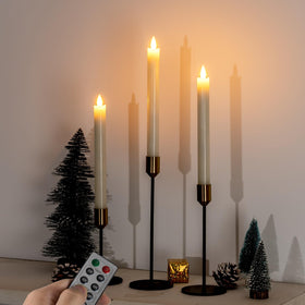 Homemory flameless taper candles with remote dimmer offer two modes and adjustable brightness.