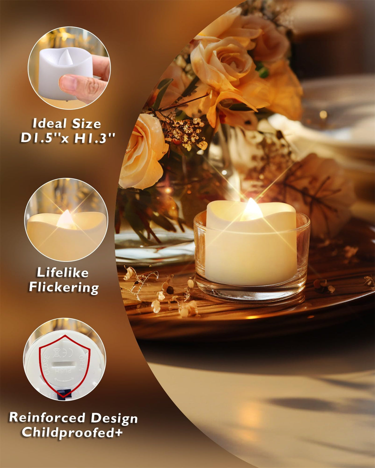 Homemory flameless tea light offers safe, worry-free decor for homes with kids and pets.