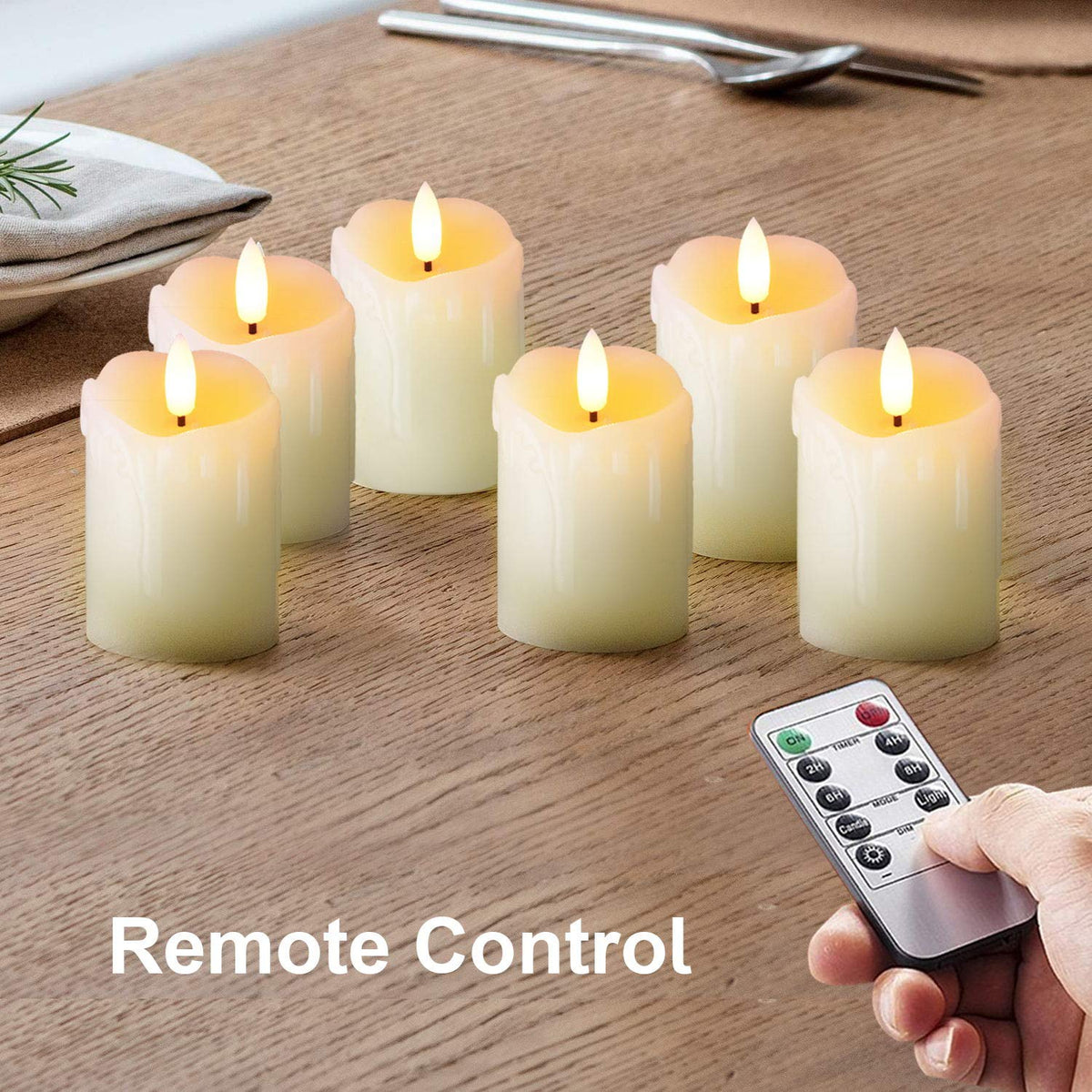 Homemory flameless votive candle suitable for indoor or outdoor use.