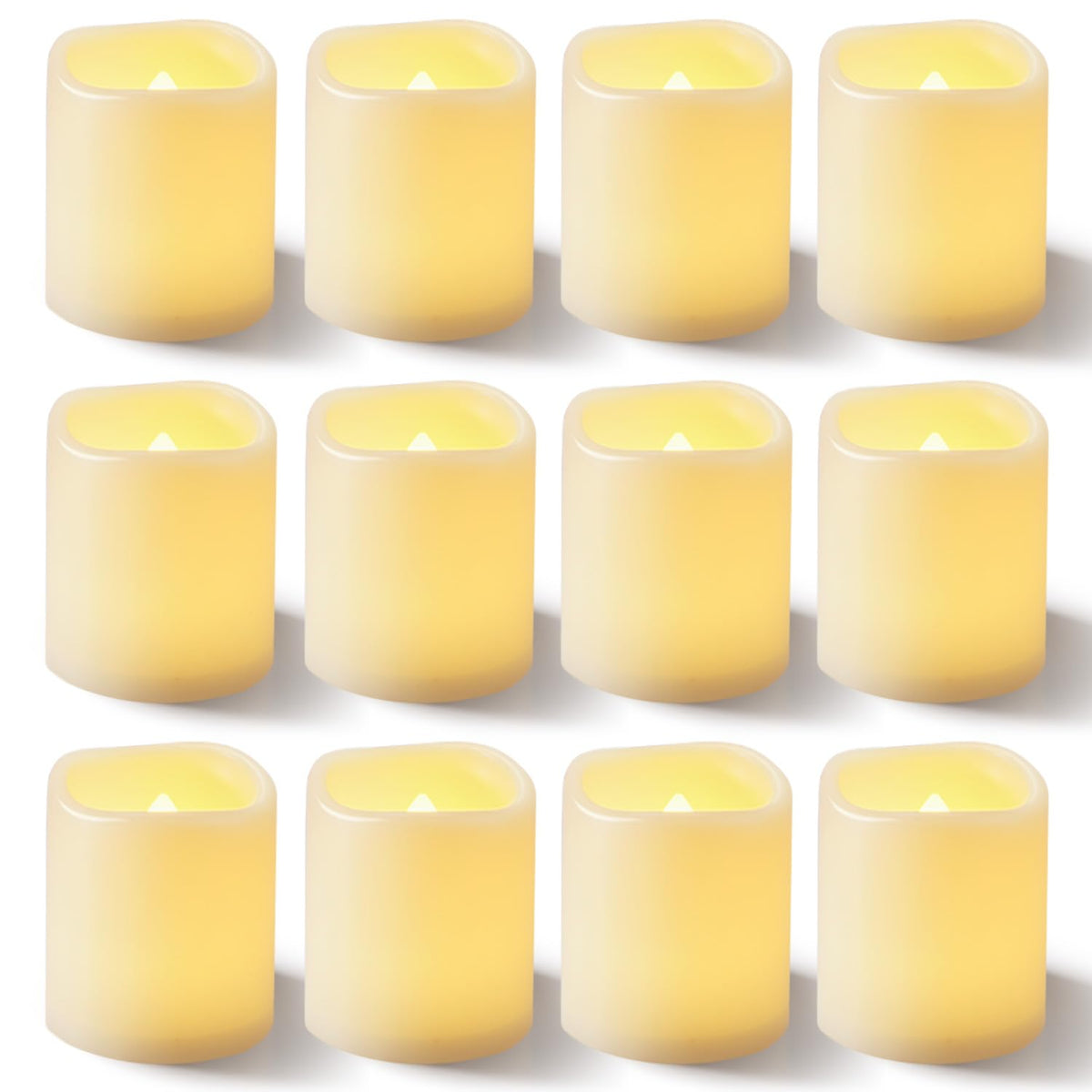 Homemory flameless votive candle with ivory shell for elegant ambience.