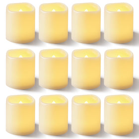 Homemory flameless votive candle with ivory shell for elegant ambience.