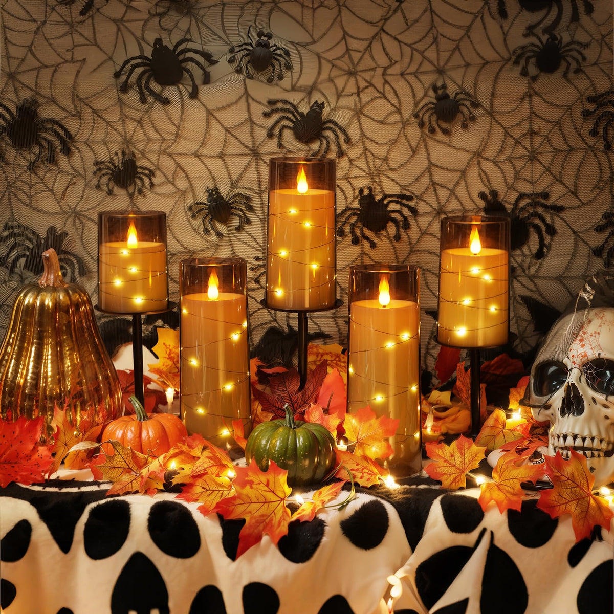 Homemory Halloween ambience with star lights and flame-free glow