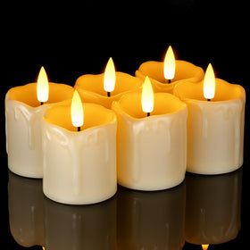 Homemory ivory-base flameless candles in a 6-pack with timer for cozy, hands-free decorator lighting.