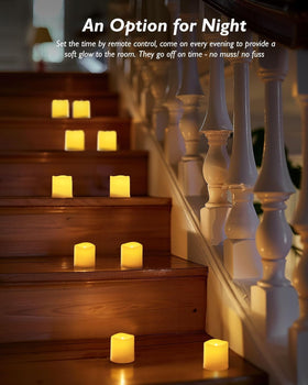 Homemory ivory-look candles fit most votive holders securely.