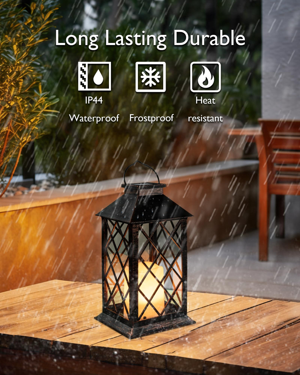 Homemory lantern tempered glass panel delivering durable flameless candle glow
