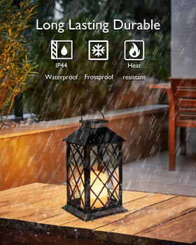 Homemory lantern tempered glass panel delivering durable flameless candle glow