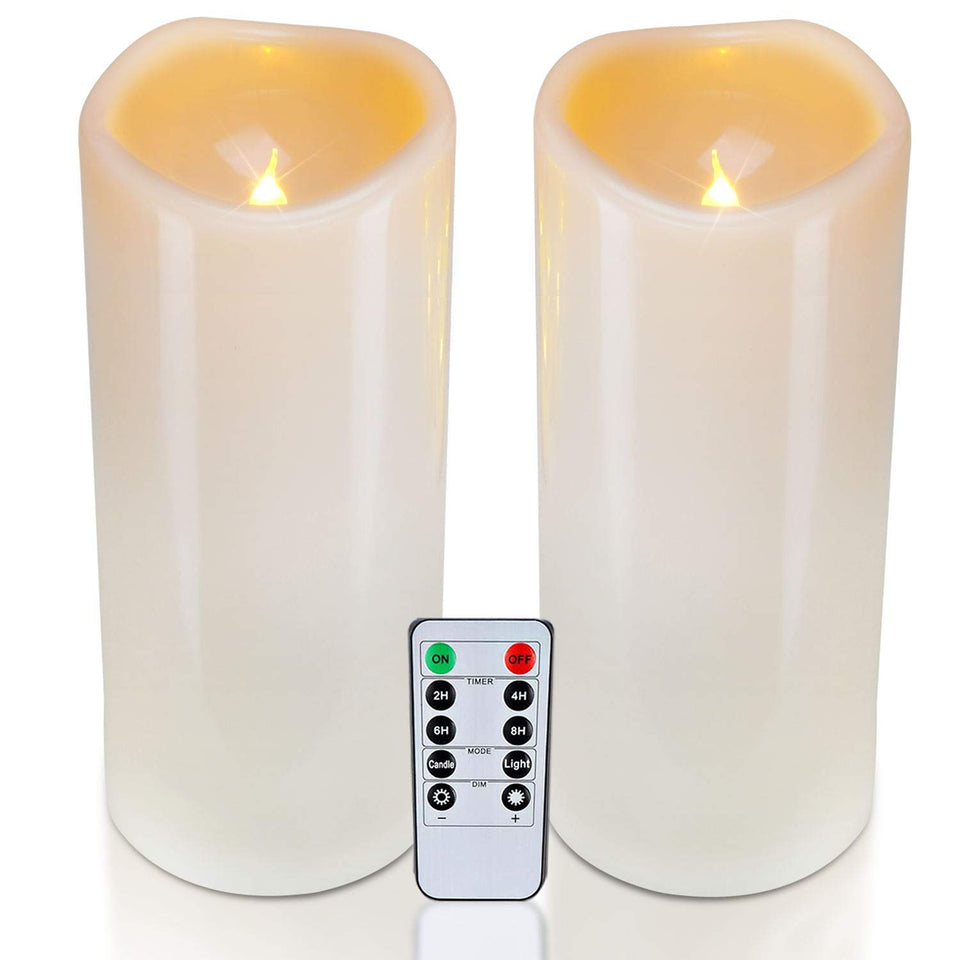 Homemory large outdoor flameless candle with remote for easy garden lighting.