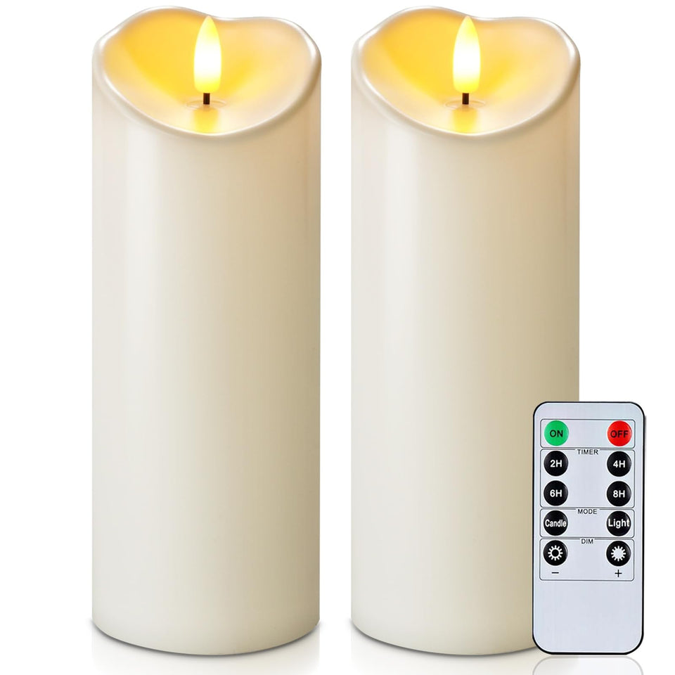 Homemory 8-inch outdoor LED candle with remote for patio ambiance