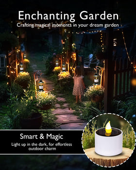 Homemory six-pack solar tea candles for patios and gardens.