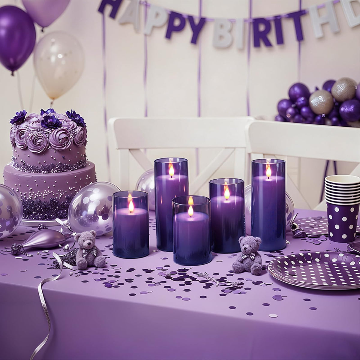 Homemory purple flameless candle with timer function for daily scheduling