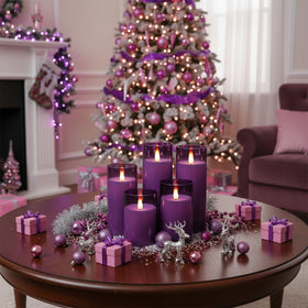 Homemory purple flickering flameless candle in 4x5 inch size offering flexible home ambiance