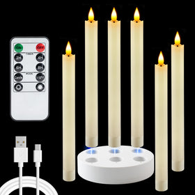 Homemory rechargeable flameless taper candles with charging station for effortless ambience.