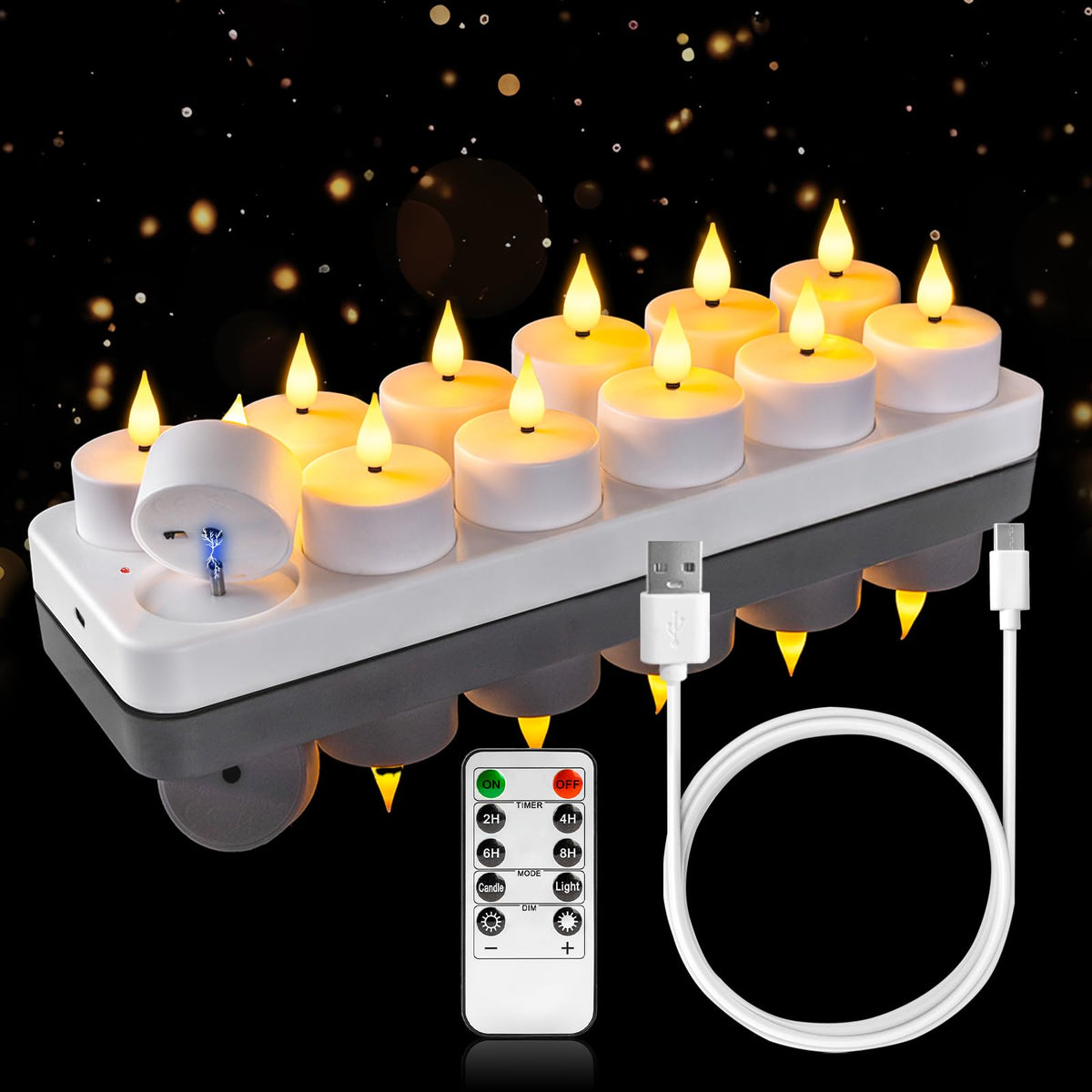 Homemory rechargeable-tea-lights with remote timer brighten wedding tabletops