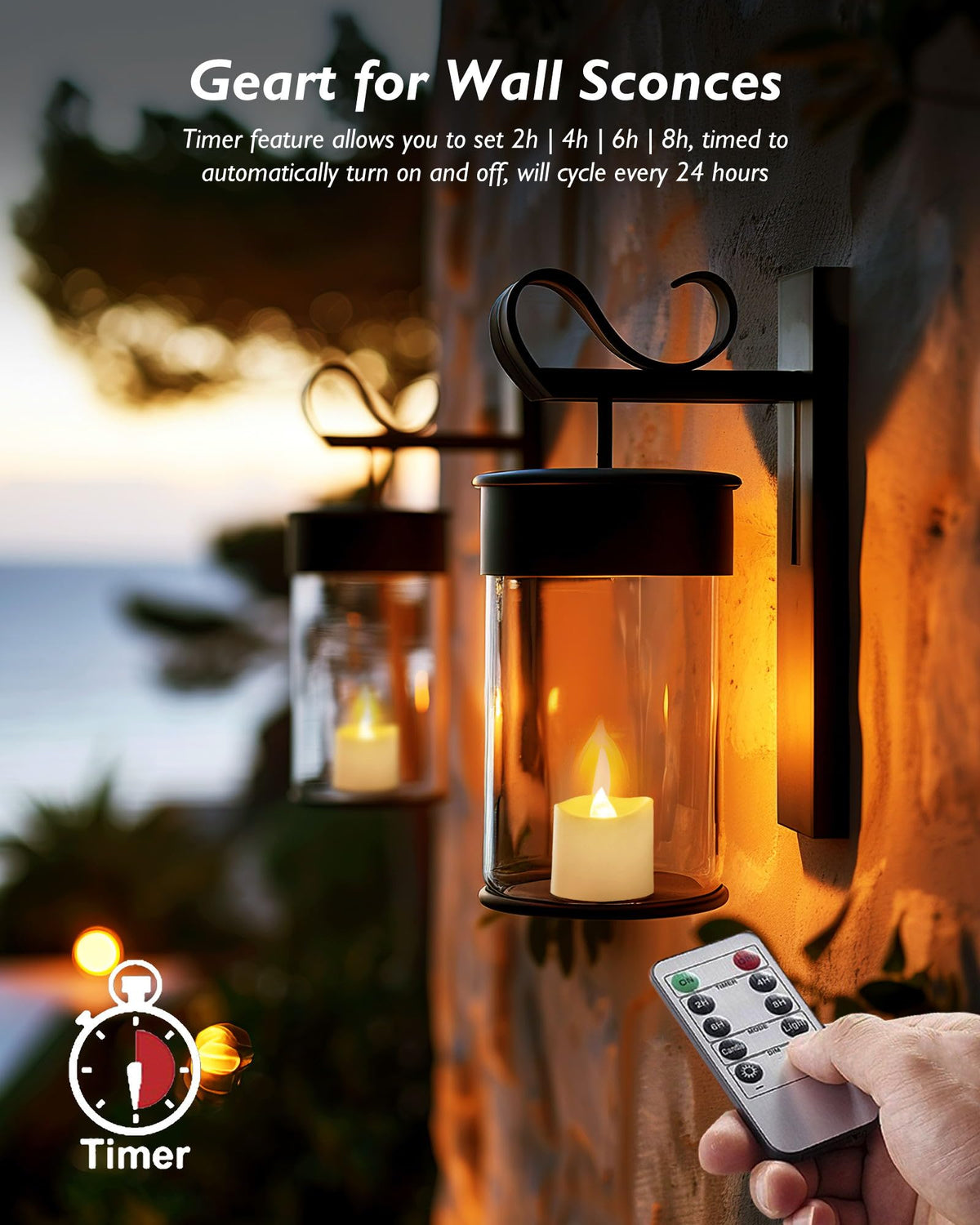 Homemory remote candle timer setup for easy schedule and ambience.