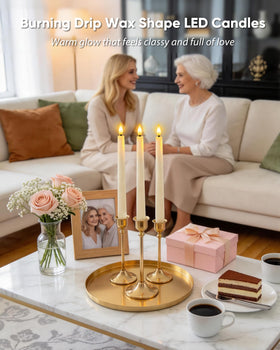 Homemory remote-control dimmer-taper candles closeup showing adjustable brightness.