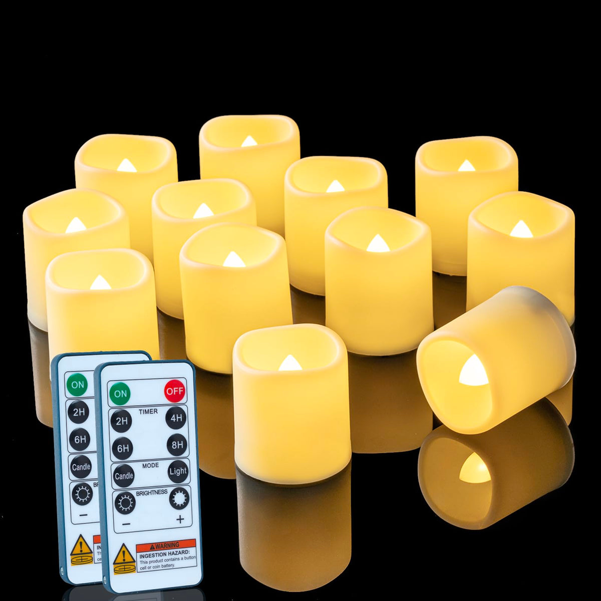 Homemory remote-control LED votive candles with quick setup for festive table decor.