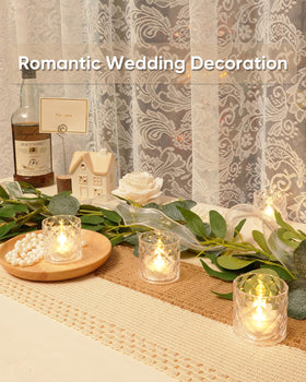 Homemory romantic dinner ambiance with warm, steady glow.