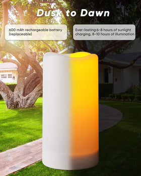 Homemory solar candle dusk-to-dawn sensor activates automatically at night.