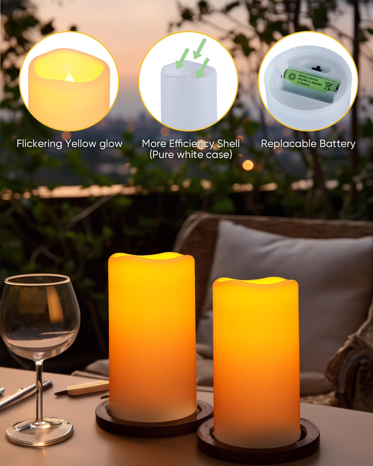 Homemory solar candle pack-two for coordinating outdoor lighting.