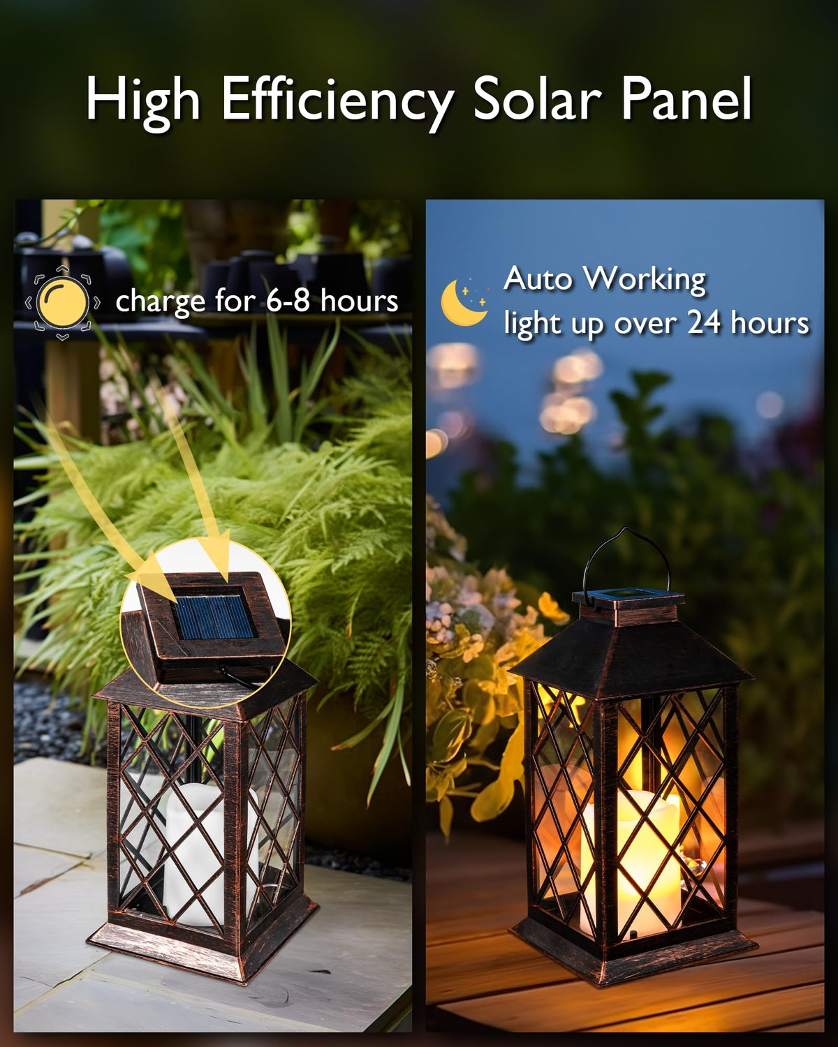 Homemory solar lantern dusk-to-dawn auto-lighting for hassle-free evenings
