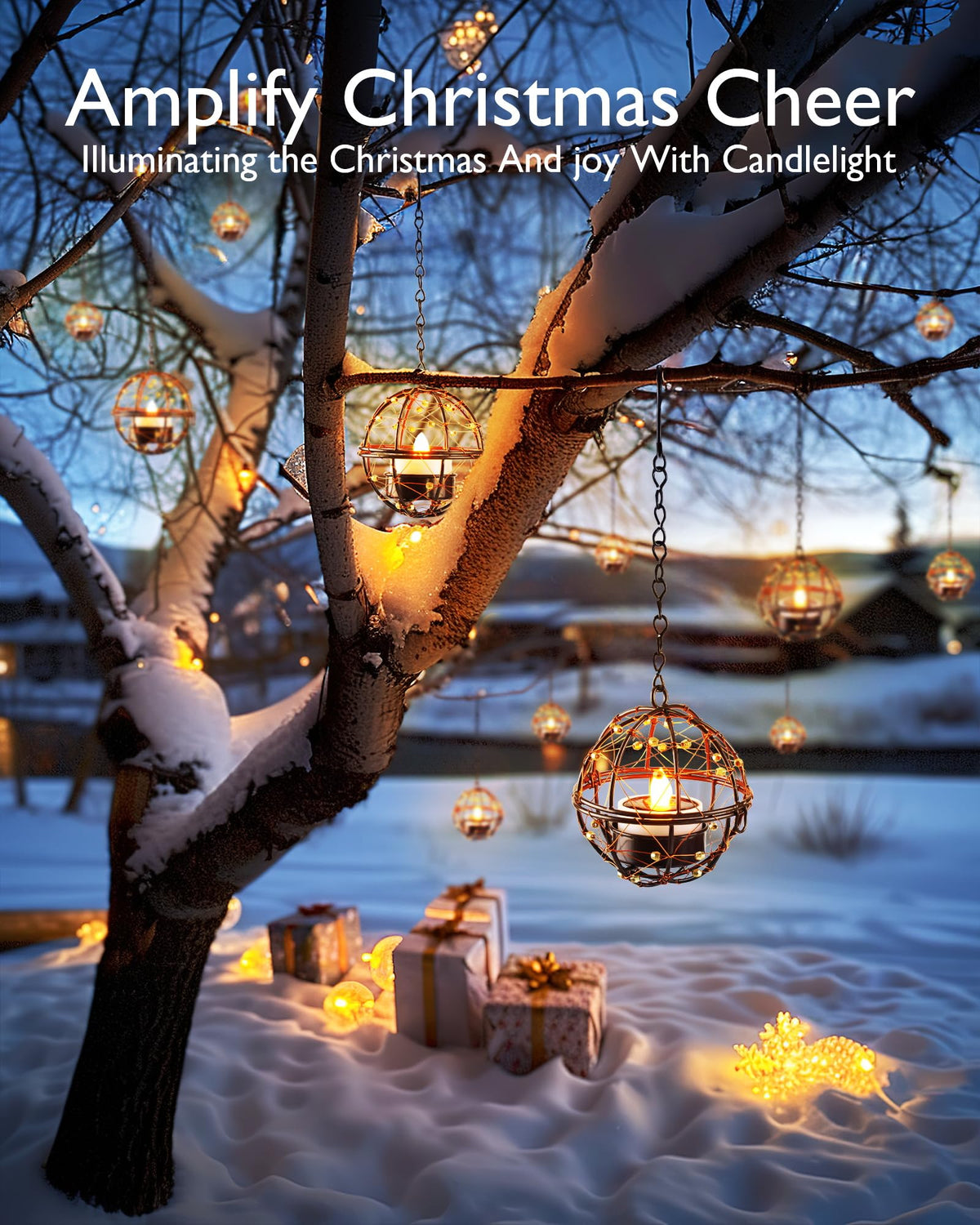 Homemory solar powered lanterns auto on at dusk for easy garden lighting.