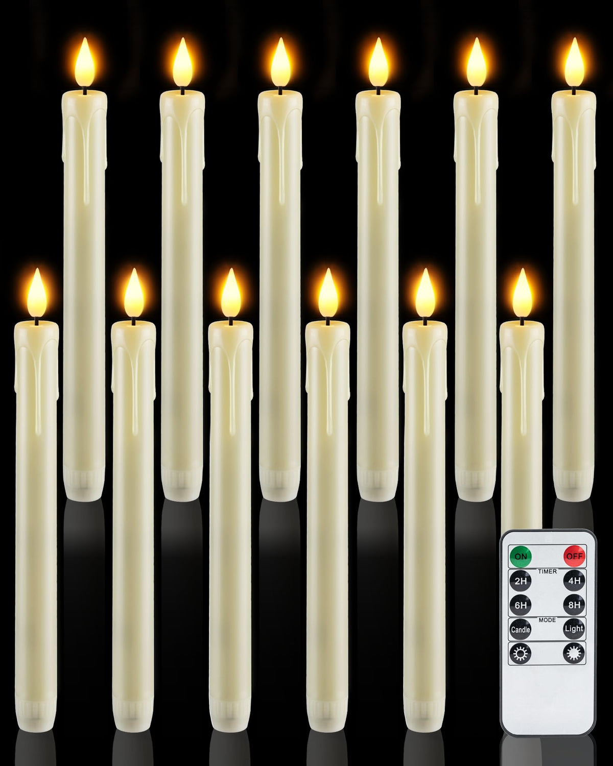 Homemory ivory taper candle with flicker, wax-free ambience for safe decor