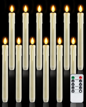 Homemory ivory taper candle with flicker, wax-free ambience for safe decor
