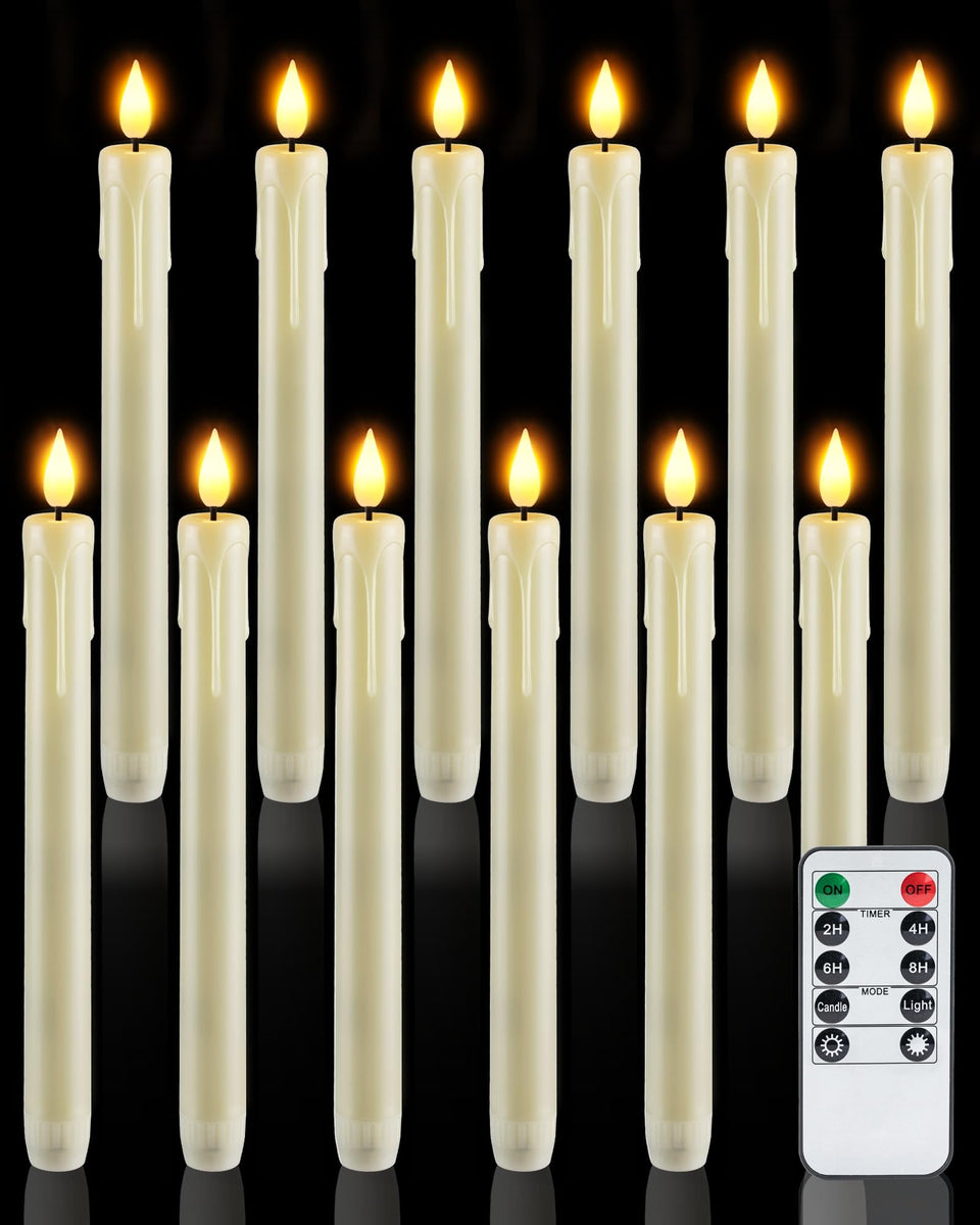 Homemory ivory taper candle with flicker, wax-free ambience for safe decor