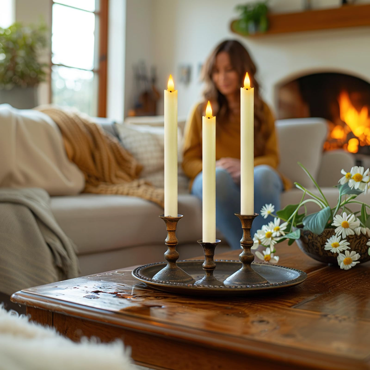Close-up of Homemory 3D flame for lifelike, safe glow.